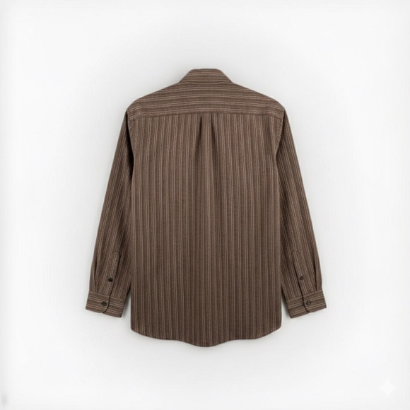 Vintage Y2K Van Heusen Shirt Men’s XL 17-17.5 Brown Striped Long Sleeve - Picture 5 of 5